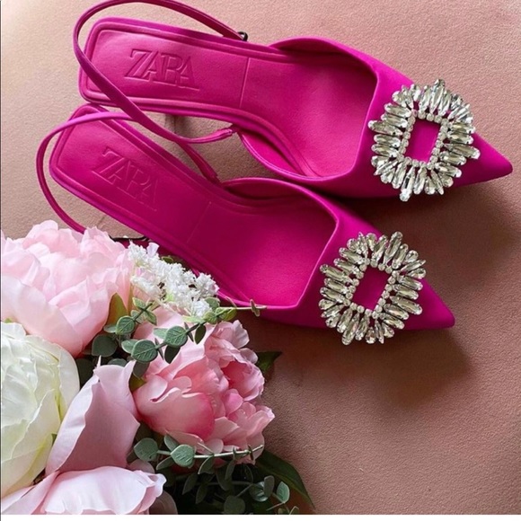 NWT Zara Shimmery Slingback Heels - Picture 10 of 10